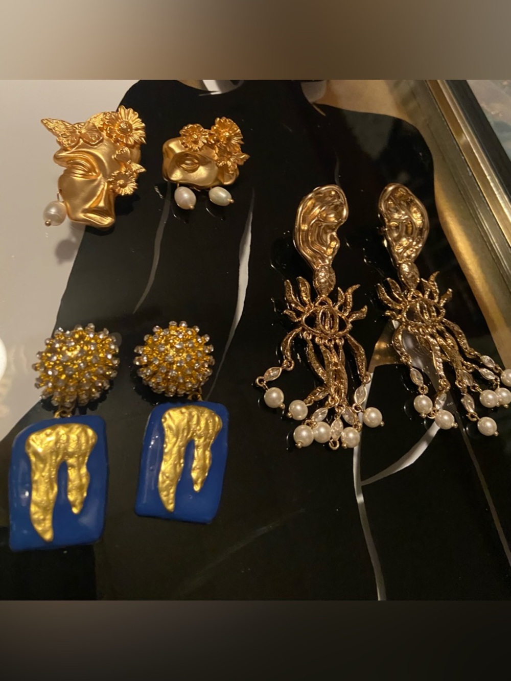 3 pairs Schiaparelli Earrings- Different Designs -Lot